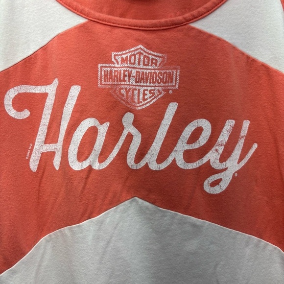 Harley Davidson Atlanta Georgia Coral Striped Tank Top XL Made USA Angel Wings - Picture 2 of 7